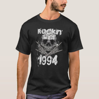 Rockin Since 1994 Grunge Skull Rock Hands Birthday T-Shirt