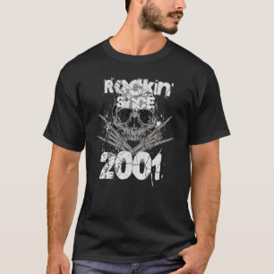 Rockin Since 2001 Grunge Skull Rock Hands Birthday T-Shirt