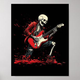 Rockin' Skeleton- Electric Guitar Halloween Punk R Poster