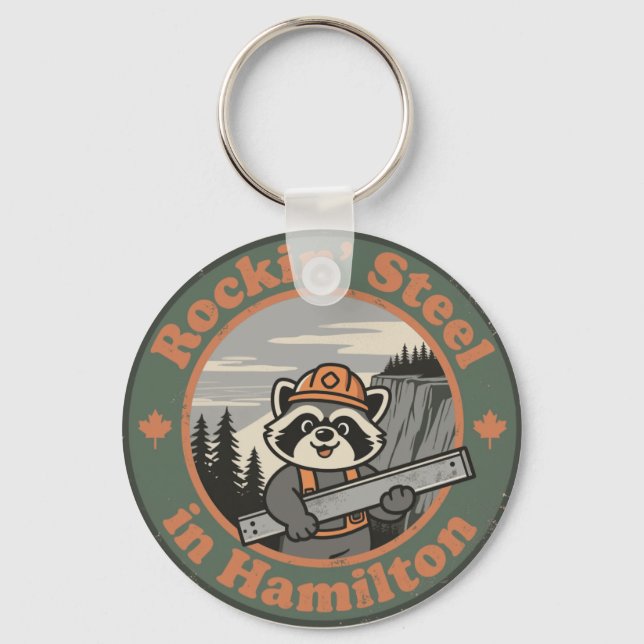 Rockin’ Steel in Hamilton with a Funny Racoon Key Ring (Front)