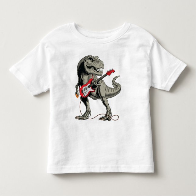 Rockin' T-Rex: Dinosaur Playing Electric Guitar Toddler T-Shirt (Front)