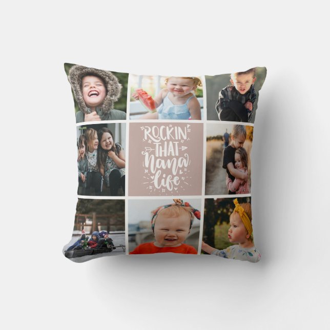 Rockin that Nana Life Photo Collage Custom Message Cushion (Front)