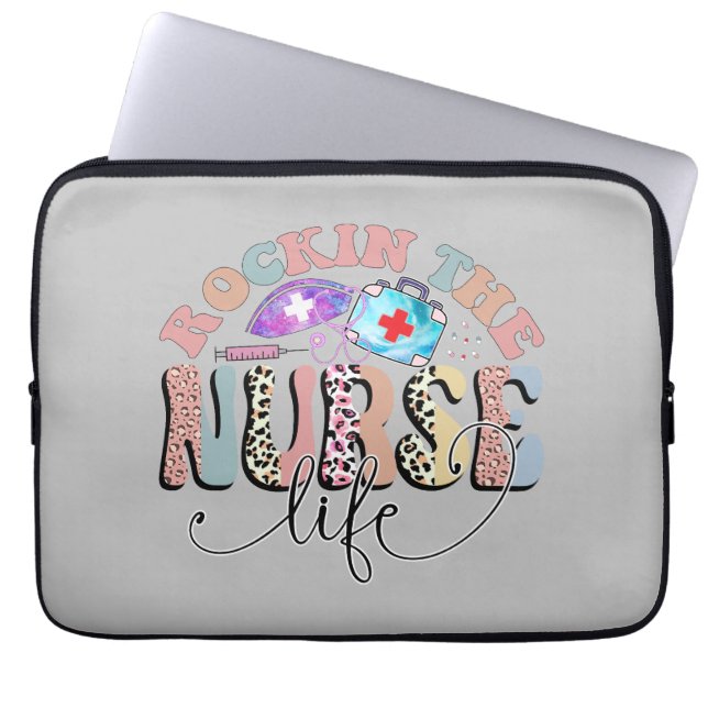 Rockin The Nurse Life, Nurses and Nursing Students Laptop Sleeve (Front)