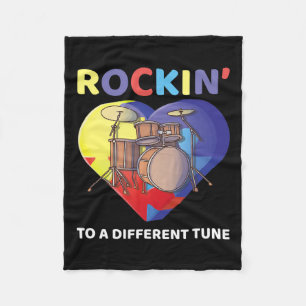 Rockin' To A Different Tune Autism Awareness Drumm Fleece Blanket