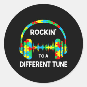 Rockin to A Different Tune Autistic Autism Gamer Classic Round Sticker