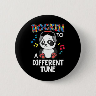 Rockin' To A Different Tune Panda Autism Awareness 6 Cm Round Badge