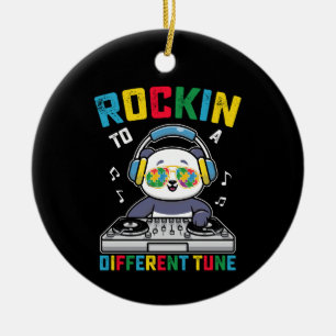 Rockin To A Different Tune Panda Autism Awareness Ceramic Ornament