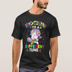 Rockin' To A Different Tune Unicorn Autism Awarene T-Shirt