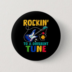 Rockin' to different tune autism guitar music 6 cm round badge