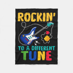 Rockin' to different tune autism guitar music fleece blanket