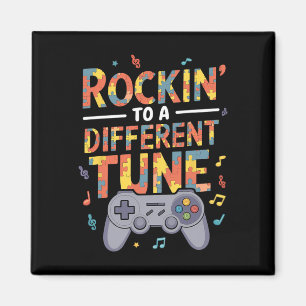 Rockin To Different Tune Gamer Autism Awareness Magnet