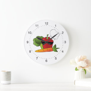 Rockin Veggies Funny Kitchen Large Clock