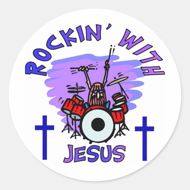 Rockin' With Jesus Christian Gift Classic Round Sticker (Front)