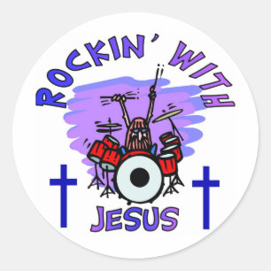 Rockin' With Jesus Christian Gift Classic Round Sticker