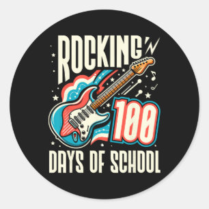 Rocking 100 Days Of School Retro 100th Day Of Scho Classic Round Sticker