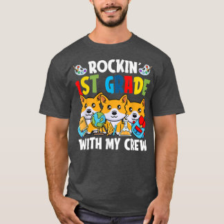 Rocking 1st Grade Back To School Cute Dog Corgi Fi T-Shirt