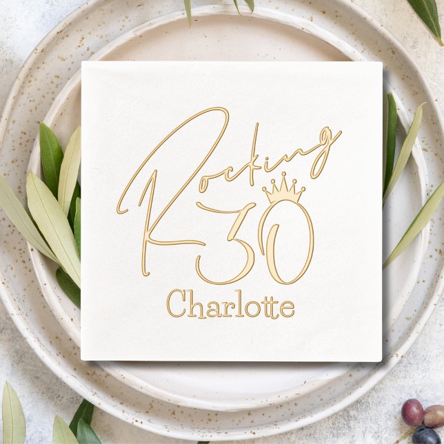 Rocking 30 Thirtieth Birthday Personalised Name Foil Napkins (Creator Uploaded)