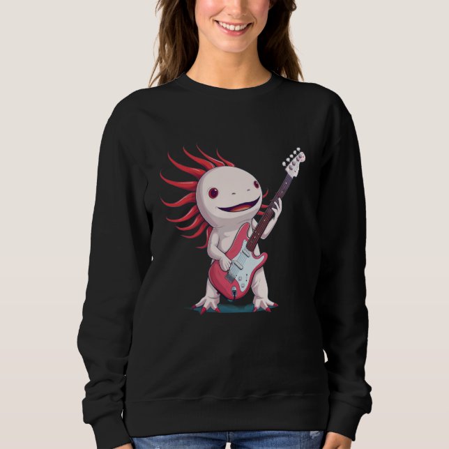 Rocking Axolotl Costume with electric Guitar Sweatshirt (Front)