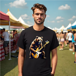 Rocking Bear Bassist – Concert-Ready Music Lover T-Shirt