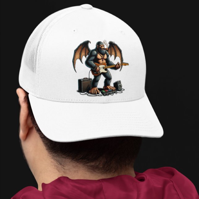 Rocking Bigfoot Shreds on Guitar Trucker Hat (Creator Uploaded)