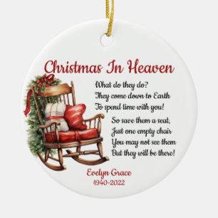 Rocking Chair Christmas In Heaven Photo Memorial Ceramic Ornament