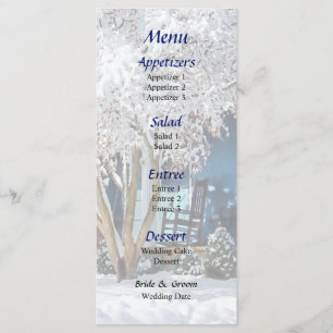 Rocking Chair on Porch in Winter Wedding Menu