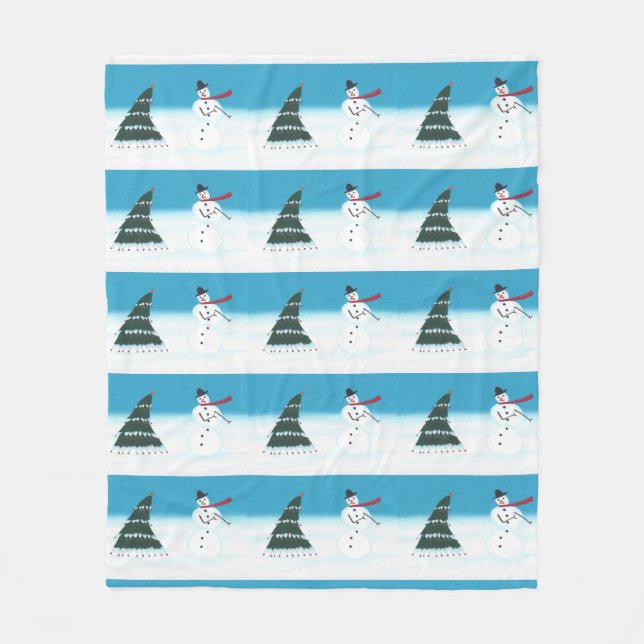 Rocking Dancing Snowman Christmas Fleece Blankets (Front)