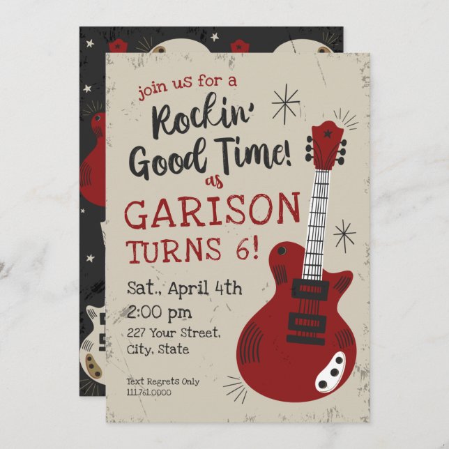 Rocking Good Time Rockstar Birthday Invitation (Front/Back)