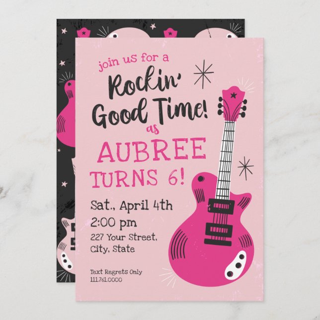 Rocking Good Time Rockstar Birthday Invitation (Front/Back)
