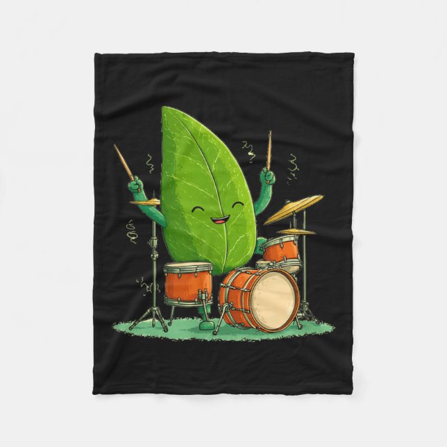 Rocking Green Leaf Costume with Drums Fleece Blanket (Front)
