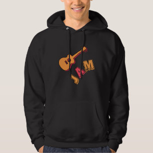 Rocking Guitar, Music Jam Style, Orange & Red Art Hoodie