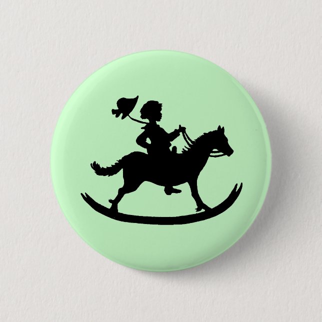 Rocking horse 6 cm round badge (Front)