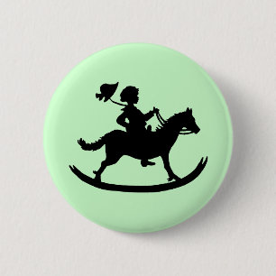 Rocking horse 6 cm round badge