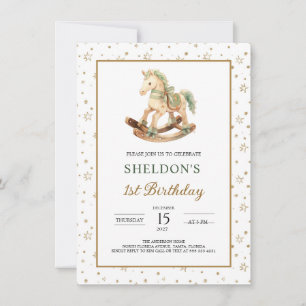 Rocking Horse Baby 1st Birthday Invitation
