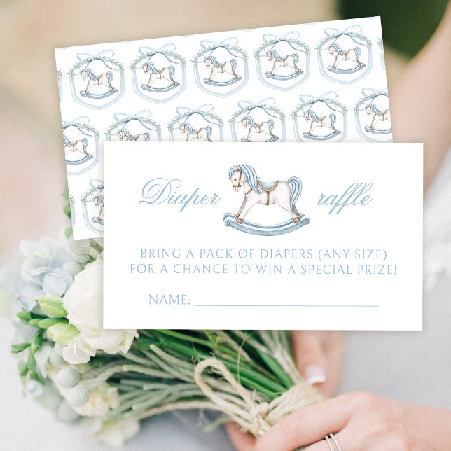 Rocking horse baby boy shower diaper raffle cards (Creator Uploaded)