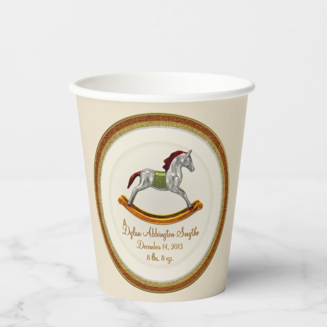 Rocking Horse Baby (Personalised) Paper Cups (Front)