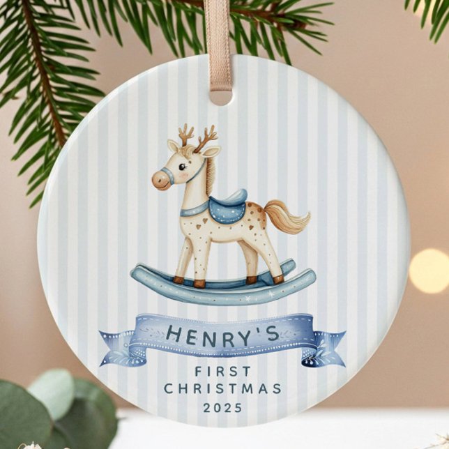 Rocking Horse Baby’s First Christmas Ceramic Ornament (Creator Uploaded)