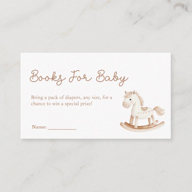 Rocking Horse  Baby Shower Books For Baby Enclosure Card (Front)