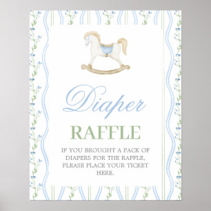 Rocking Horse Baby Shower Boy Diaper Raffle sign