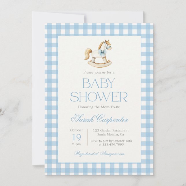 Rocking Horse Baby Shower Boy invitation (Front)