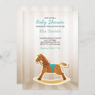 Rocking Horse Baby Shower Boy Invitation