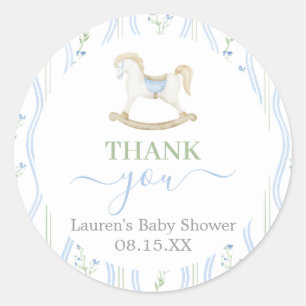 Rocking Horse Baby Shower Boy Round Sticker