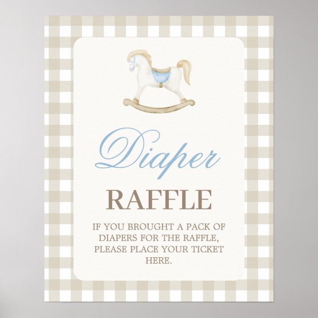Rocking Horse baby shower Diaper Raffle sign (Front)