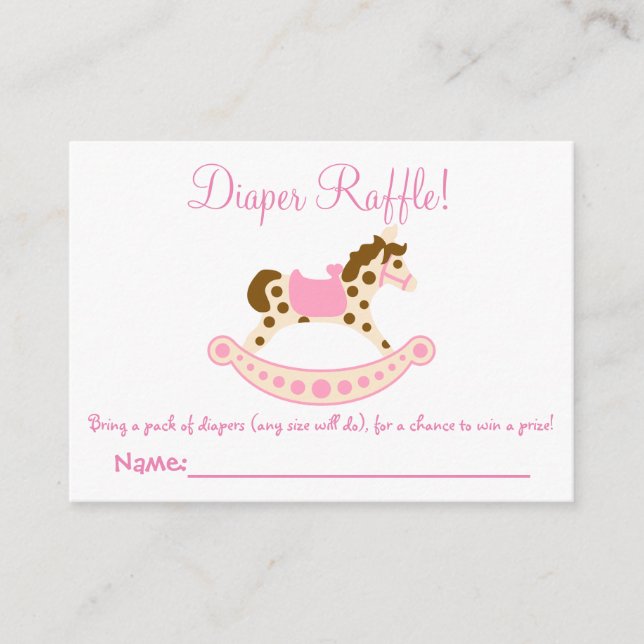 Rocking Horse Baby Shower Diaper Raffle Tickets Enclosure Card (Front)