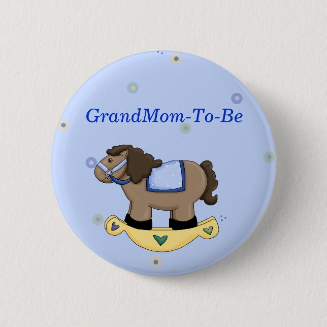 Rocking Horse Baby Shower Grandmother Pin Button (Front)