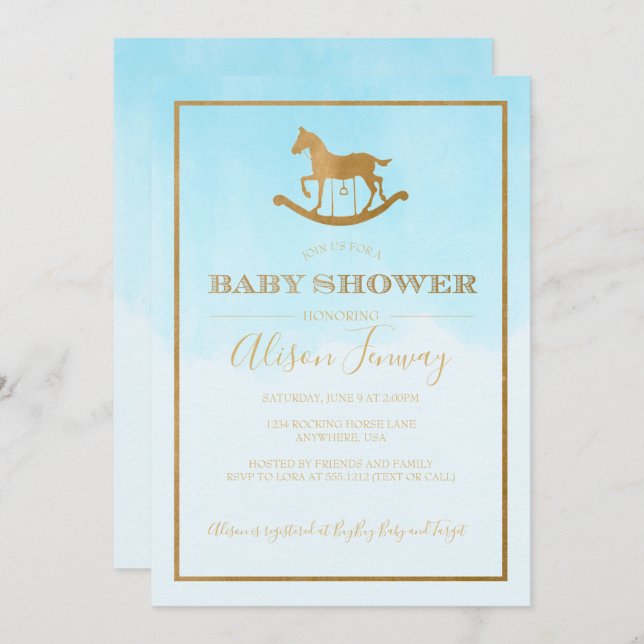 Rocking Horse Baby Shower Invitation (Front/Back)