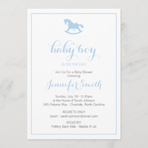 Rocking Horse Baby Shower Invitation Blue