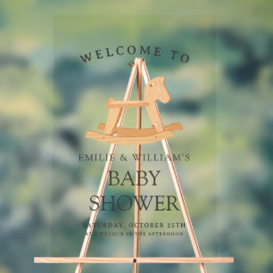 Rocking Horse Baby Shower Minimalist Baby Shower Acrylic Sign