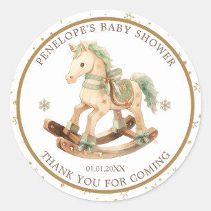 Rocking Horse Baby Shower Thank You Classic Round Sticker