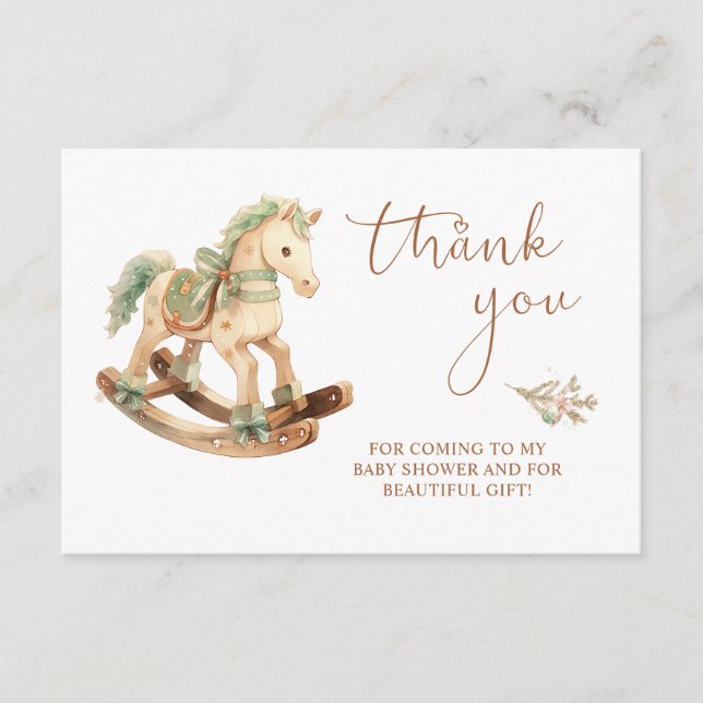 Rocking Horse Baby Shower Thank You Enclosure Card (Front)